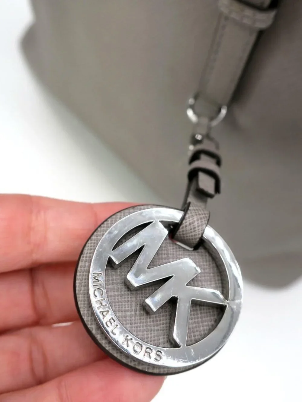 Michael Kors Jet Set Purse Travel Saffiano Leather Gray Large Tote Bag - Picture 11 of 11